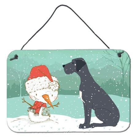Carolines Treasures Black Great Dane & Snowman Christmas Wall or Door Hanging Prints CK2039DS812